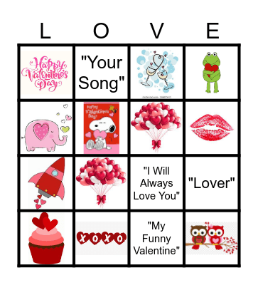 Valentines Day Bingo Card