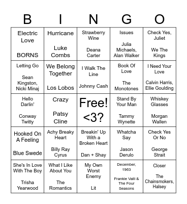 Love Is Complicated Bingo Card