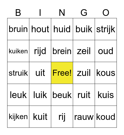 Twee(teken)klanken Bingo Card
