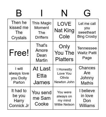 Valentines Day Bingo Card