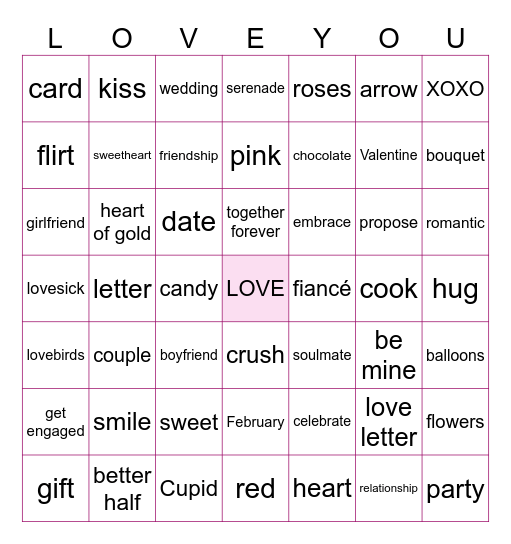 Valentine's Day Bingo Card