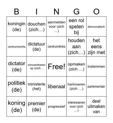 Politiek thema 6 de sprong Bingo Card