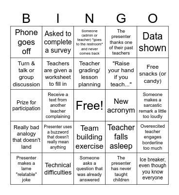PD Bingo Card
