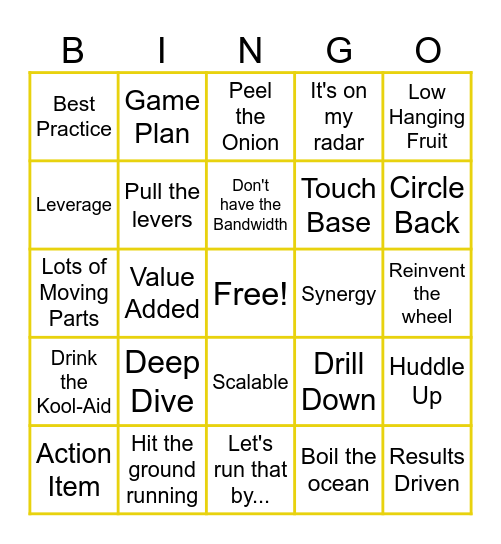 Corporate Jargon Bingo Card