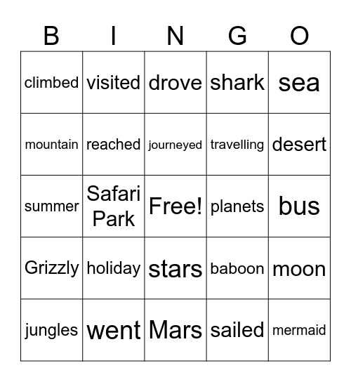 Holiday Memories Bingo Card