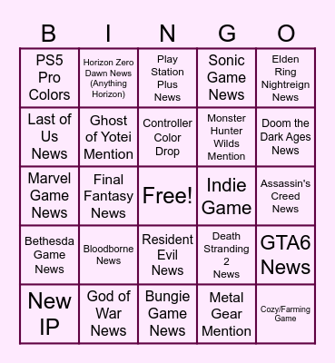 State of Play Bingo! Bingo Card