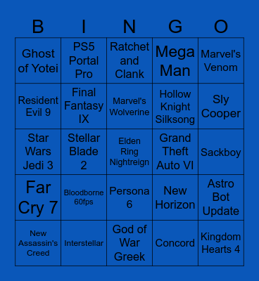 State of Play Bingo Card Bingo Card
