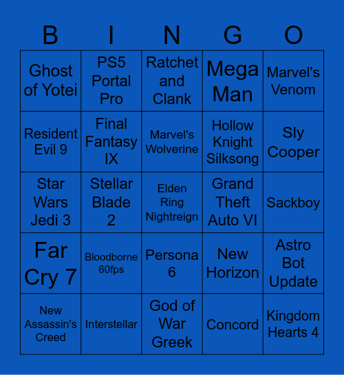 State of Play Bingo Card Bingo Card