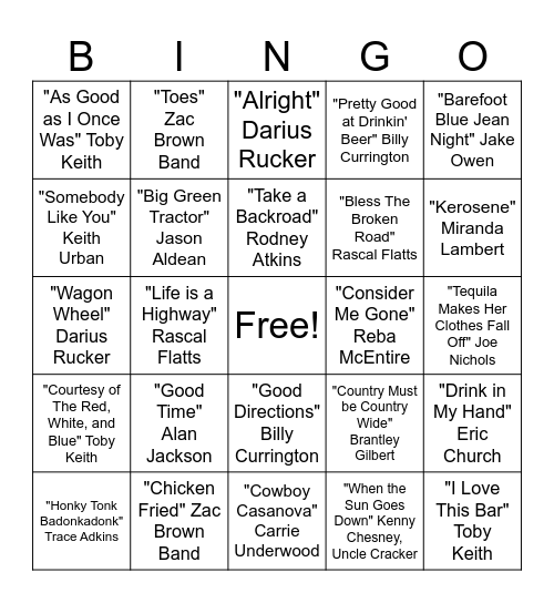 MYXN MUSIC BINGO Card