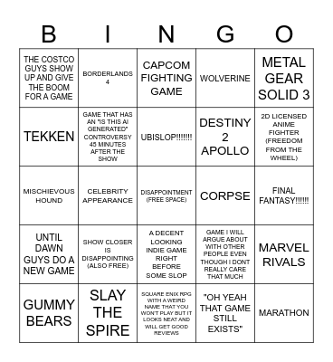 STATE OF PLAY FEBRUARY 2025 Bingo Card