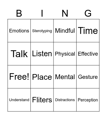 communication Bingo Card