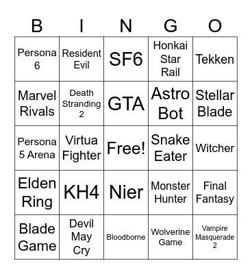 State of Play Bingo Card