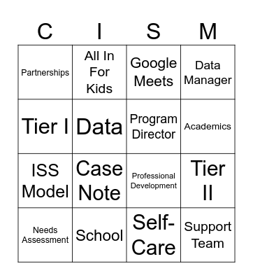 CISM Bingo Card