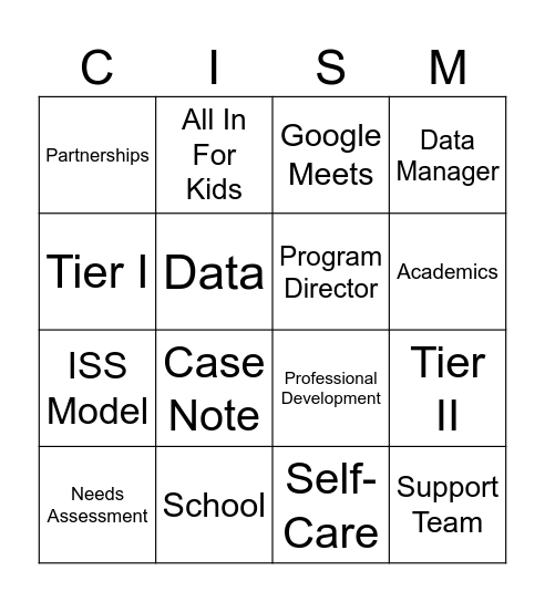 CISM Bingo Card
