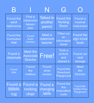 BBMA Open House Bingo Card