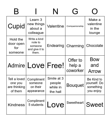 Bears Berry Best Valentine Challenge Bingo Card