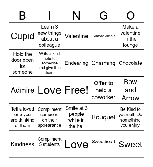 Bears Berry Best Valentine Challenge Bingo Card