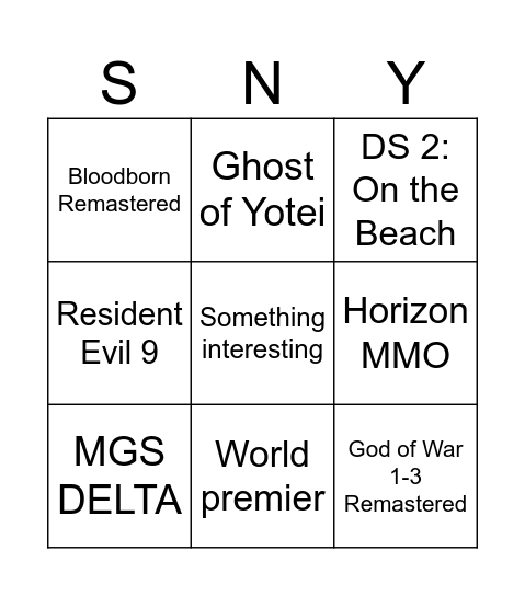 State of Play 12.02.25 Bingo Card