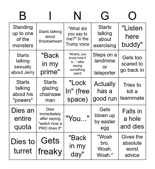 Avery Bingo Card