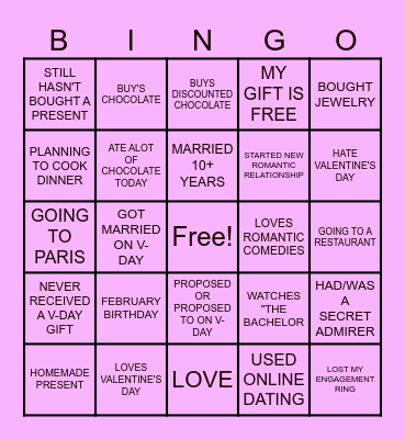Valentine's Day Bingo Card