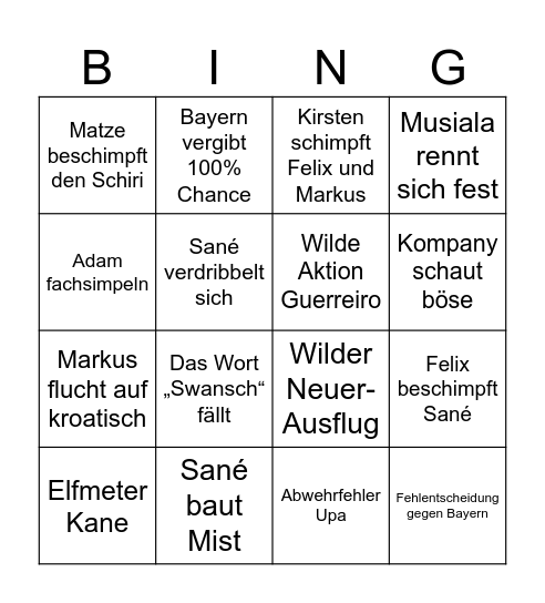 Bayern - Celtic Bingo Card