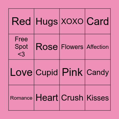 Vday Bingo! Bingo Card