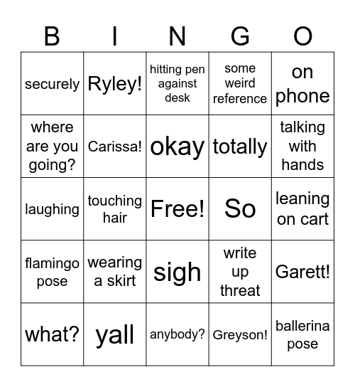 MRS.STACEY BINGO Card