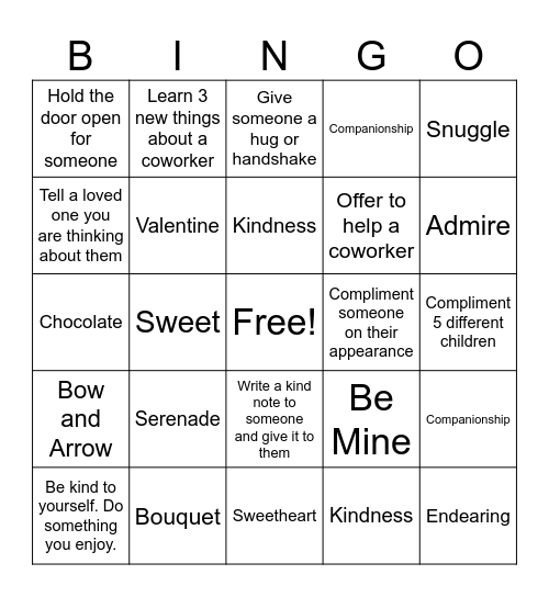 Bears Berry Best Valentine Challenge Bingo Card