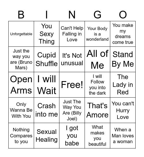 Valentines JAMS Bingo Card