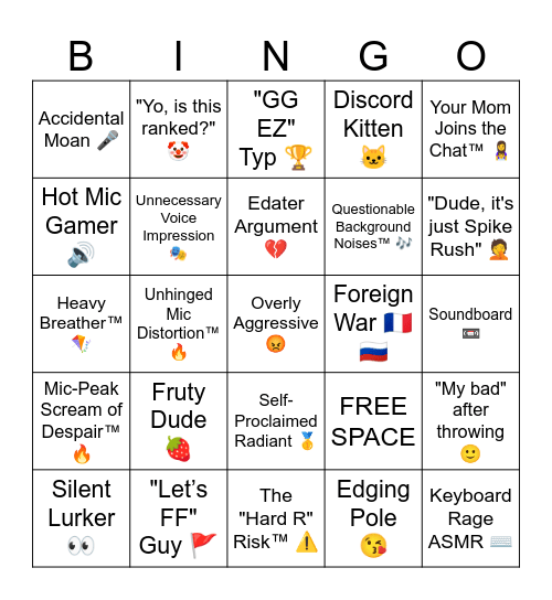 Freak Bingo Card