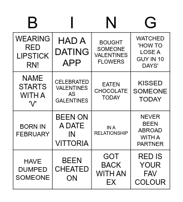 VALENTINES Bingo Card