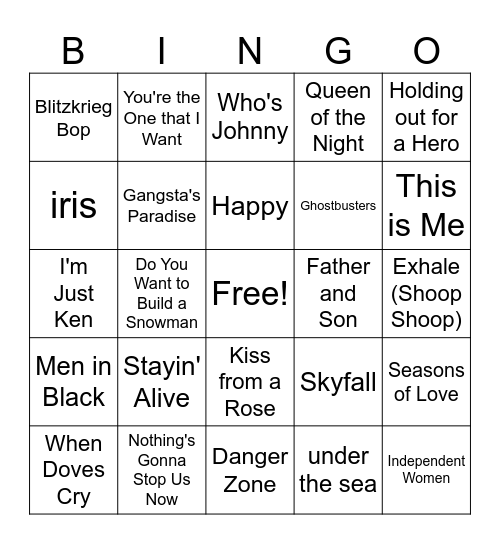 Soundtrack to Your Life Bingo Card