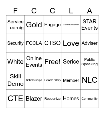 FCCLA Bingo Card