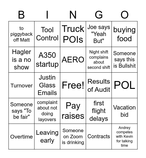 Lead meeting Bingo Card