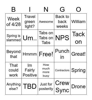 Freddie - Says "Scheduling Sync" Bingo Card