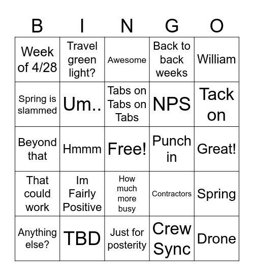Freddie - Says "Scheduling Sync" Bingo Card