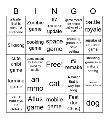 Stay of Play Bingo Card