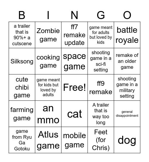 Stay of Play Bingo Card