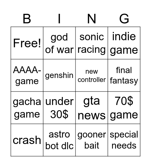 Untitled Bingo Card