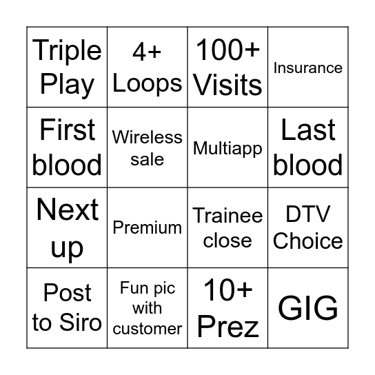 FIELD BINGO! Bingo Card
