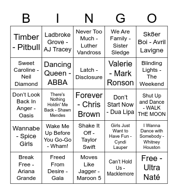 Music Bingo Card