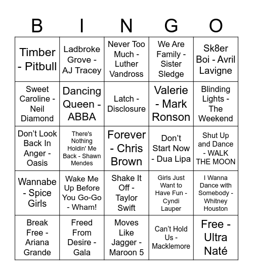 Music Bingo Card