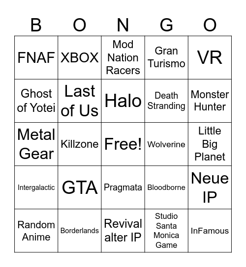 State of Play 12.02.2024 Bingo Card