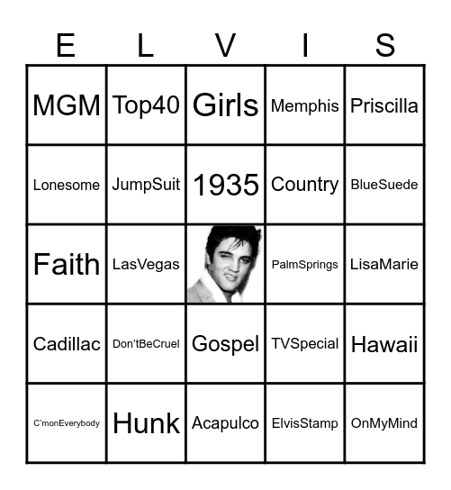 Elvis Bingo Card