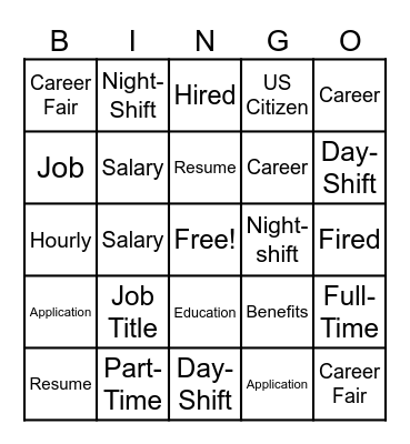 Employment Bingo Card
