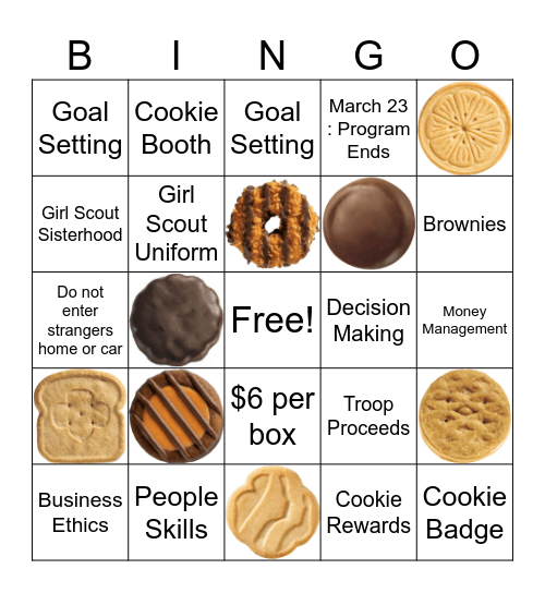 Girl Scout Troop 123075 : Cookie Bingo Card