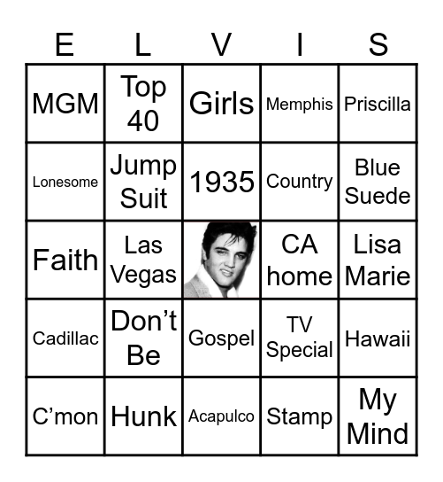 Elvis Presley Bingo Card