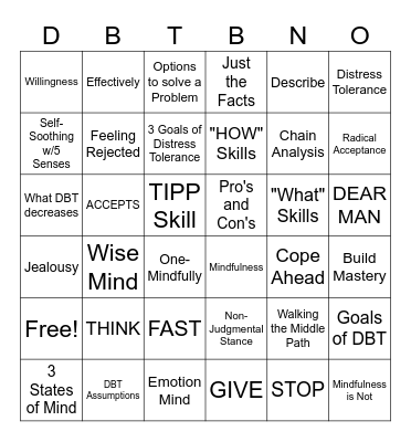 DBT Bingo Card