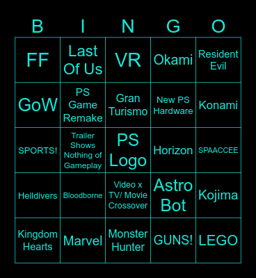 PS State Of Play Feb 2025 Bingo Card