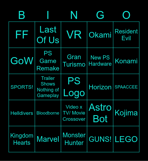 PS State Of Play Feb 2025 Bingo Card